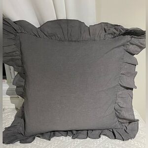 18”x 18” 100% Flax Linen Grey Throw Pillow Cover